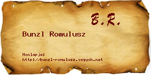 Bunzl Romulusz névjegykártya